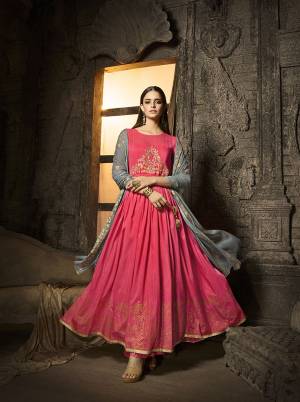 Grab This Very Beautiful Designer Suit In Dark Pink Color Paired With Contrasting Grey Colored Dupatta. Its Very Top And Bottom Are Fabricated On Muslin Which Is Light Weight And Soft Towards Skin Paired With Chiffon Fabricated Dupatta. Its Unique Pattern And Color Pallete Will Earn You Lots Of Compliments From Onlookers, 