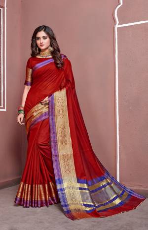 For A Royal Look, Grab This Beautiful Saree In Maroon Color Paired With Maroon Colored Blouse. This Saree And Blouse are Silk Based Beautified With Weave Lace Border. 