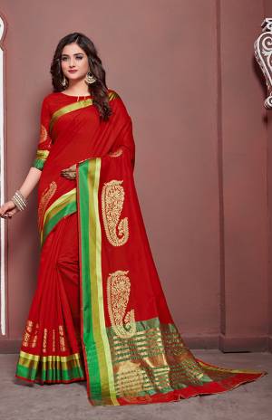 Enhance Your Personality Wearing This Designer Silk Based Red  Colored Saree Paired With Red Colored Blouse. Its Rich Fabric And Color Will Earn You Lots Of Compliments From onlookers. 