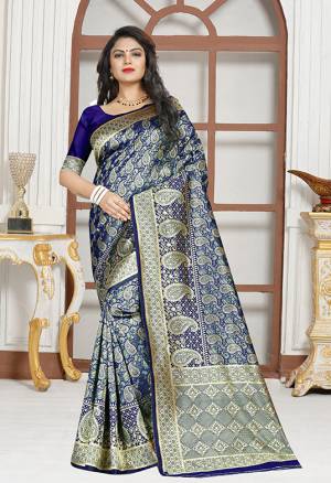 Enhance Your Personality Wearing This Designer Saree In Navy Blue Colored Saree Paired With Navy Blue Colored Blouse. This Saree And Blouse are Fabricated on Art Silk Which gives A Rich Look To Your Personality. Buy This Saree Now.
