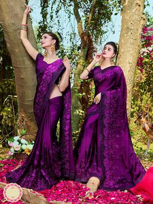 Must Have Shade In Every Womens Wardrobe Is Here With This Heavy Designer Saree In Wine Color Paired With Wine Colored Blouse. This Saree Is Fabricated On Satin Paired With Art Silk Fabricated Blouse. Buy This Saree Now.