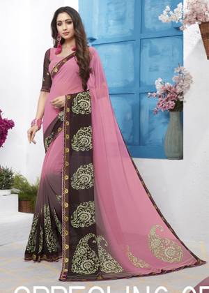 Shades Can Never Go out Of Style, So Grab This Very Pretty Printed Saree In Pink And Wine Color Paired With Pink And Wine Colored Blouse. This Saree And Blouse are Fabricated On Georgette, Its Fabric Ensures Superb Comfort All Day Long. 