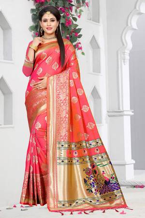 Bright And Visually Appeling Color Is Here With This Designer Silk Based Saree In Fuschia Pink Color Paired With Fuschia Pink Colored Blouse. This Saree And Blouse are Fabricated On Art Silk Beautified With Bold Weave All Over. 