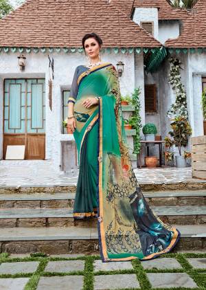 Add This Pretty Saree To Your Wardrobe For Casuals Or Semi-Casuals. This Saree And Blouse Are Georgette Based Which Is Light Weight, Soft Towards Skin And Esnures Superb Comfort. Buy This Saree Now.