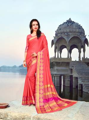 Shine Bright In This Rich And Elegant Looking Silk Based Saree In Dark Pink Color Paired With Dark Pink Colored Blouse. This Saree And Blouse Are Fabricated On Banarasi Art Silk Beautified With Weave Over The Border. Buy Now.