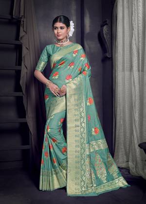 New Shade Is Here To Add Into Your Wardrobe With This Silk Based Saree In Mint Green Color. This Saree And Blouse are Fabricated On Art Silk Beautified With Weave All Over It. Buy Now.