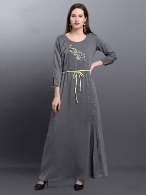 Rich And Elegant Looking Designer Readymade Kurti Is Here In Grey Color Fabricated On Muslin. This Pretty Kurti Is Beautified With Hand Work And Tucks Pattern. 