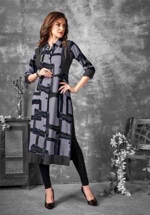 Grab This Simple Readymade Kurti For Your Casual Wear In Grey Color Fabricated on Cotton. It Is Beautified With Unique Prints All Over. 