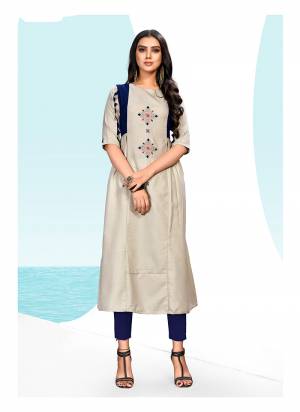 Flaunt Your Rich And Elegant Taste Wearing This Designer Readymade Kurti In Pale Grey Color Fabricated On Khadi Cotton. This Fabric Is Soft Towards Skin And Easy To Carry All Day Long. Buy Now.