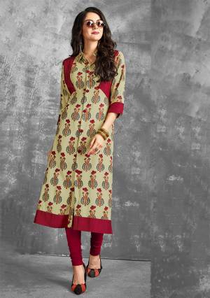 Grab This Pretty Readymade Kurti In Pastel Green Color Fabricated on Rayon. It Is Beautified With Prints All over It. Also It Is Light In Weight And Easy To Carry All Day Long. 