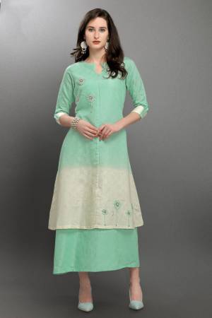 Simple and Elegant Looking Designer Readymade Kurti Is Here In Pastel Green And White Color. This Pretty Silk Based Kurti Is Light Weight And Also Available In All Regular sizes. Buy Now.