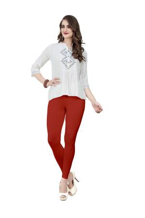 Grab This Super Comfy Readymade Ankle Length Leggings To Pair Up With Your Kurti Or Tunics. This Plain Leggings Is Fabricated On Stretchable Cotton Which Has Four Side Stretch.It Is Available In Free Size Which Ensures Superb Comfort All Day Long. Buy Now.