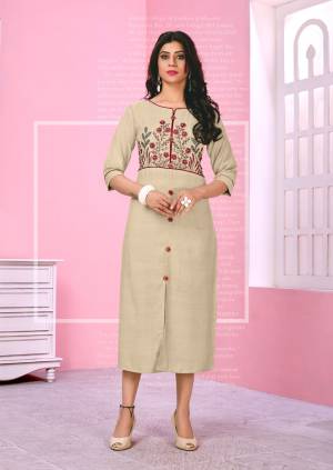 Simple And Elegant Looking Designer Readymade Kurti In Cream Color Fabricated On Rayon Beautified With Thread Work. Also It Is Available In All Regular size. Buy Now.
