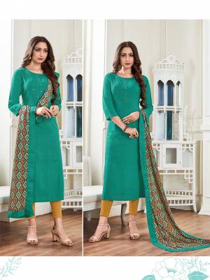 Grab This Very Beautiful Designer Readymade Kurti In Sea Green Color Paired With Multi Colored Dupatta. Its Top Is Rayon Fabricated Paired With Soft Silk Dupatta. It Is Available In Al Regular Sizes. Buy Now.