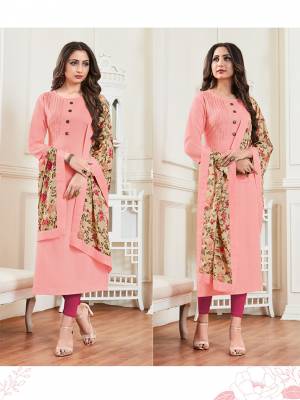 Look Pretty In This Designer Readymade Kurti In Pink Color Which Comes With A Cream And Multi Colored Dupatta. This Kurti IS Fabricated On Rayon Paired With Soft Silk Fabricated Dupatta Beautified With Floral Print All Over. Buy This Readymade Kurti With Dupatta Now.