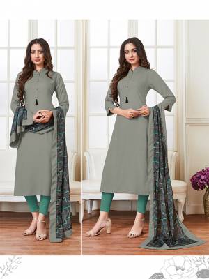 Flaunt Your Rich And Elegant Taste Wearing This Designer Readymade Kurti In Grey Color Paired With Printed Dark Grey Colored Dupatta. This Kurti Is Fabricated On Rayon Paired With Soft Silk Fabricated Dupatta. Also It Is Available In All Regular Sizes. 