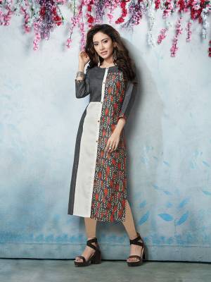 For Your Casual Or Semi-Causal Wear, Grab This Readymade Kurti In Dark Grey Color Fabricated On Linen Cotton. It Is Available In All Regular Sizes, choose As Per Your Desired Fit And Comfort. 