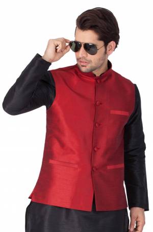 Grab This Designer Modi/Nehru Style Jacket For The Upcoming Festive And Wedding Season. This Jacket Can Be Paired With Any Contrasting Color Kurta And Pyjama. This Gives A Rich Look To Your Personality. Buy Now.