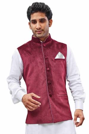 Grab This Designer Modi/Nehru Style Jacket For The Upcoming Festive And Wedding Season. This Jacket Can Be Paired With Any Contrasting Color Kurta And Pyjama. This Gives A Rich Look To Your Personality. Buy Now.