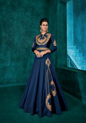 Bright And Visually Appealing Color Is Here With This Very Beautiful Designer Readymade Gown In Royal Blue Color Fabricated Soft Art Silk. It Is Beautified With Minimal Elegant Looking Embroidery Which Will Earn You Lots Of Compliments From Onlookers. 