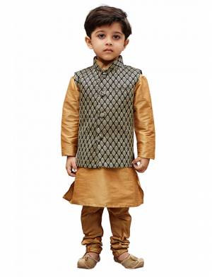 Get Your Cute Little Kids This Amazing Pair Of Kurta Pyjama With Modi\Nehru Style Jacket For The Upcoming Festive And Wedding Season. This Pair Of Kurta And Pyjama Are Fabricated On Cotton Silk Paired With Jacquard Silk Fabricated Jacket. It Is Available In All Sizes As Per Age Group. Buy Now.