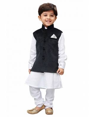 Get Your Cute Little Kids This Amazing Pair Of Kurta Pyjama With Modi\Nehru Style Jacket For The Upcoming Festive And Wedding Season. This Pair Of Kurta And Pyjama Are Fabricated On Cotton Paired With Velvet Fabricated Jacket. It Is Available In All Sizes As Per Age Group. Buy Now.