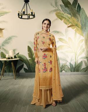 Celebrate This Festive Season With Beauty And Comfort With This Pretty Light Weight Designer Lakhnavi Suit In Yellow Color. Its Top Is Fabricated On Georgette Paired With Santoon Bottom And Chiffon Fabricated Dupatta. Its Has Beautiful Floral Digital Prints With Heavy Thread And Jari work. Buy Now.