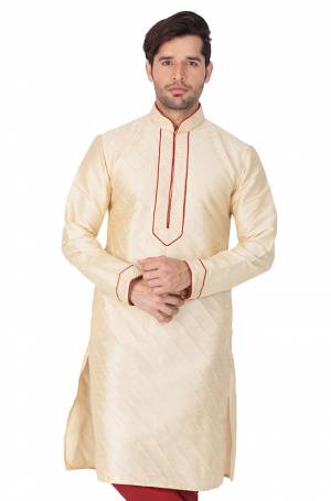 Grab This Amazing Readymade Kurtas For Men Fabricated On Cotton Silk.?This Kurta Is Suitable For Festive Wear Or Any Wedding Functions. It Is Light In Weight and Can Be Paired With Any Kind Of Bottom Like Chudidar, Pyjama Or Even Denims. Its Fabric Gives A Rich Look To Your Personality And Ensures Superb Comfort All Day Long. Avialable In All Sizes. Buy Now.