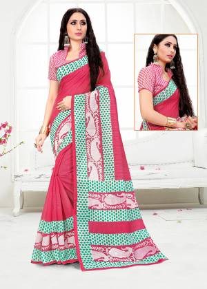 Add Some Casuals With This Very Pretty Saree In Dark Pink Color. This Saree And Blouse are Fabricated On Cotton Beautified With Prints All Over. Its Fabric Is Light In Weight And Easy To Carry All Day Long. 