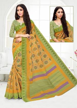Add Some Casuals With This Very Pretty Saree In Musturd Yellow Color. This Saree And Blouse are Fabricated On Cotton Beautified With Prints All Over. Its Fabric Is Light In Weight And Easy To Carry All Day Long. 