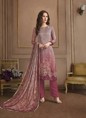 Flaunt Your Rich And Elegant Taste Wearing This Pretty Suit In Mauve And Magenta Pink Color. Its Top Is Fabricated On Satin Georgette Paired With Crepe Bottom And Georgette Fabricated Dupatta. Buy Now.