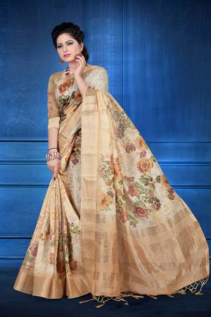 Celebrate This Festive Season With Beauty and Comfort Wearing This Designer Silk Based Saree. This Saree And Blouse Are Fabricated on Jacquard Silk Beautified With Digital Prints. Its Rich Fabric And Simple Prints Gives A Royal Look To Your Personality. 
