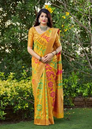 Silk Based Saree For This Season Is A Must In Every Womens Wardrobe. Grab This Designer Saree In Musturd Yellow Color Fabricated On Banarasi Art Silk. It Is Beautified With Attractive Weave All Over. Buy Now.