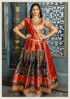 Get Ready For The Upcoming Festive Season On Navratri With This Designer Silk Based Lehenga Choli. This Embroidered And Heavy Weaved Lehenga Choli And Dupatta Are Fabricated On Banarasi Art Silk Which Also Gives A Rich Look To Your Personality. 