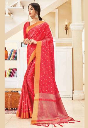 Flaunt Your Rich And Elegant Taste In Silk With This Subtle Weaved Saree In Dark Pink Color. This Saree And Blouse Are Fabricated On Art Silk Beautified With Pretty Small Butti Weave All Over It. Its Silk Based Fabric Will Give A Rich Look To Your Personality.