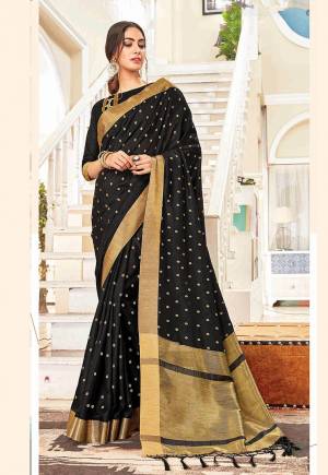 Celebrate This Festive Season With Beauty And Comfort In This Elegant Looking Designer Silk Based Saree In Black Color. This Saree And Blouse Are Fabricated On Art Silk Beautified With Small Butti Weave All Over. Buy Now.