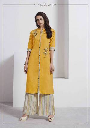 Celebrate This Festive Season With Beauty And Comfort Wearing This Readymade Pair Of Kurti And Pant In Musturd Yellow And Multi Color Respectively. This Kurti Is Fabricated On Linen Paired With Rayon Fabricated Bottom,Both The Fabrics Are Soft Towards Skin And Easy To Carry All Day Long.