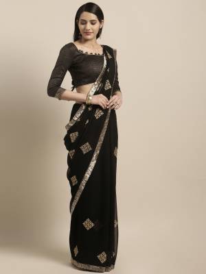 For A Bold And Beautiful Look, Grab This Very Beautiful And Elegant Looking Designer Saree In Black Color Paired With Black Colored Blouse. This Saree IsFAbricated On Chiffon Paired With art Silk Blouse. Buy Now.