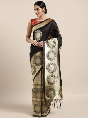 Silk Saree Always Gives A Rich And Elegant Look To Your Personality. Grab This Deisgner Silk Based Saree In Black Color Beautified With Heavy Weave All Over. This Saree And Blouse Are Fabricated On Banarasi Art Silk. Buy Now.
