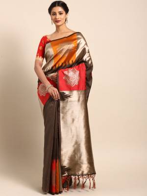 Silk Saree Always Gives A Rich And Elegant Look To Your Personality. Grab This Deisgner Silk Based Saree In Brown Color Beautified With Heavy Weave All Over. This Saree And Blouse Are Fabricated On Banarasi Art Silk. Buy Now.