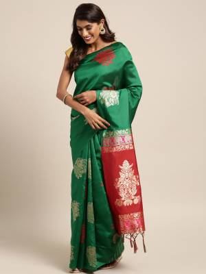 Silk Saree Always Gives A Rich And Elegant Look To Your Personality. Grab This Deisgner Silk Based Saree In Green Color Beautified With Heavy Weave All Over. This Saree And Blouse Are Fabricated On Banarasi Art Silk. Buy Now.