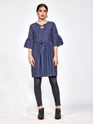 Simple and Elegant Looking Designer Readymade Top Is Here In Navy Blue Color. You Can Pair This Up Black Or Blue Colored Denim Or Pants. 