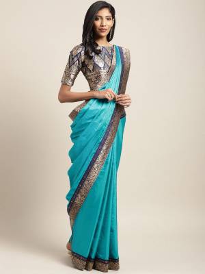 Presenting this Sky Blue color two tone silk fabrics saree. Ideal for party, festive & social gatherings. this gorgeous saree featuring a beautiful mix of designs. Its attractive color and designer silk saree, stone design, beautiful floral design Saree along with silk jacquard Blouse work over the attire & contrast hemline adds to the look. 