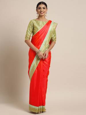 Wear this Orange color bright georgette saree. Ideal for party, festive & social gatherings. this gorgeous saree featuring a beautiful mix of designs. Its attractive color stone design, beautiful floral design Saree along with silk jacquard Blouse.