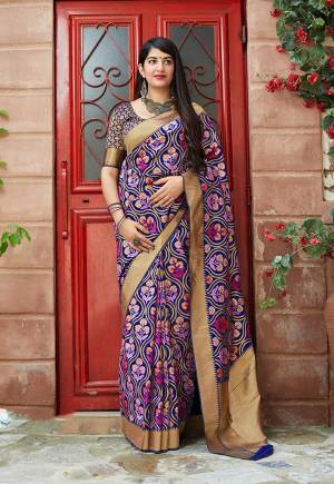 Bright And Visually Appealing Color Is Here With This Designer Saree In Royal Blue Color. This Saree And Blouse Are Fabricated On Banarasi Art Silk Beautified With Weave All Over It. Buy This Pretty Silk Based Saree Now.