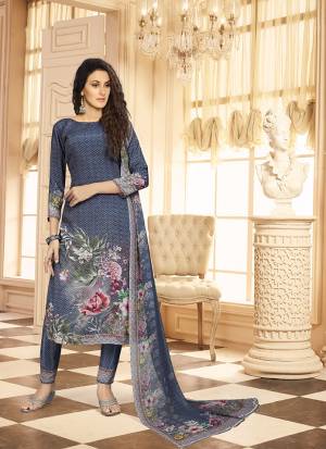 Simple And Elegant Looking Straight Suit with Utmost Comfort Is Here In Navy Blue Color. This Suit Is Crepe Based Beautified With Digital Print Paired With Georgette Fabricated Dupatta. Buy Now.
