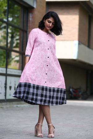 Simple And Elegant Looking Designer Readymade Tunic Is Here In Pink Color Fabricated On Khadi Cotton. Its Fabric IS Light Weight And Available In All Sizes.
