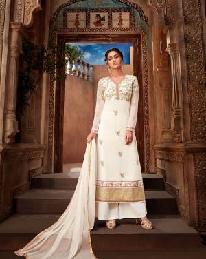 Simple And Elegant Looking Designer Straight Suit Is Here In All Over White Color. Its Pretty Embroidered Top Is Fabricated On Georgette Paired With Santoon Bottom And Chiffon Fabricated Dupatta. All Its Fabrics Are Light Weight And Easy To Carry All Day Long. 