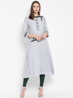 Simple and Elegant Looking Designer Readymade Kurti Is Here In Pale Grey Color Fabricated Rayon. This Pretty Kurti Is Light Weight And Easy To Carry All Day Long. 