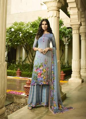 Simple And Elegant Looking Straight Suit with Utmost Comfort Is Here In Steel Blue Color. This Suit Is Crepe Based Beautified With Digital Print Paired With Georgette Fabricated Dupatta. Buy Now.